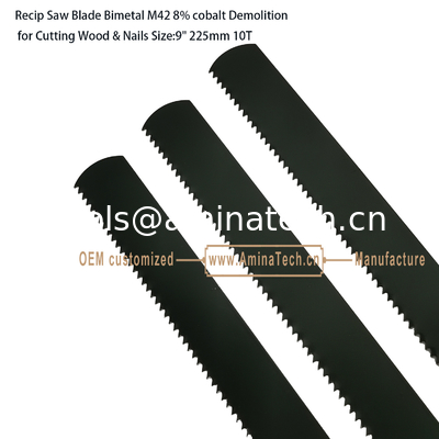 Recip Saw Blade Bimetal M42 8% cobalt Demolition for Cutting Wood & Nails 9"225mm 10T,Power Tools поставщик
