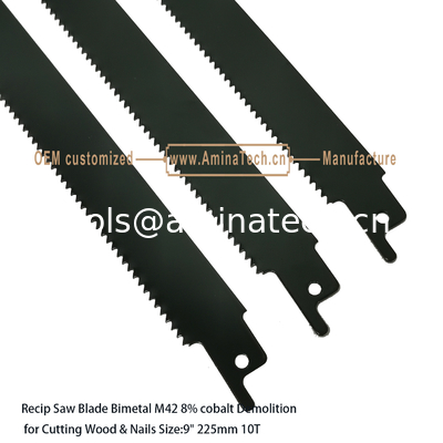 Recip Saw Blade Bimetal M42 8% cobalt Demolition for Cutting Wood & Nails 9"225mm 10T,Power Tools поставщик