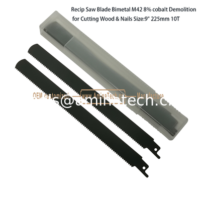 Recip Saw Blade Bimetal M42 8% cobalt Demolition for Cutting Wood & Nails 9"225mm 10T,Power Tools поставщик