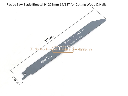 Recip Saw Blade Bimetal M42 8% cobalt Demolition for Cutting Wood & Nails  9" 225mm 14/18T,Power Tools поставщик