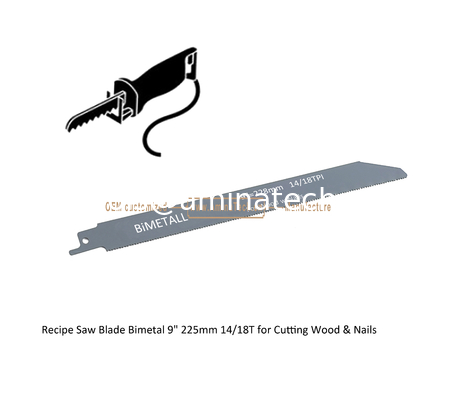 Recip Saw Blade Bimetal M42 8% cobalt Demolition for Cutting Wood & Nails  9" 225mm 14/18T,Power Tools поставщик