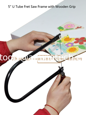 5" U Tube Fret Saw Frame with Wooden Grip for junior students to learn and practise paint board carving and pa поставщик