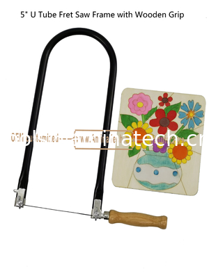 5" U Tube Fret Saw Frame with Wooden Grip for junior students to learn and practise paint board carving and pa поставщик