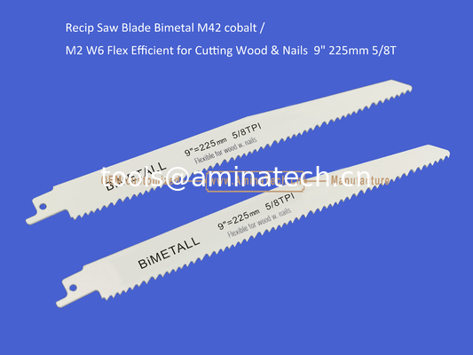 Recip Saw Blade Bimetal M42 cobalt /M2 W6 Flex Efficient for Cutting Wood & Nails  9" 225mm 5/8T,Power Tools поставщик