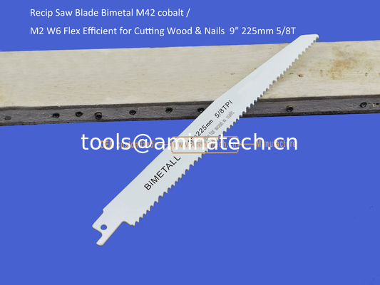 Recip Saw Blade Bimetal M42 cobalt /M2 W6 Flex Efficient for Cutting Wood & Nails  9" 225mm 5/8T,Power Tools поставщик