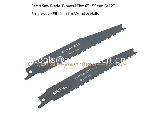 Пильное полотно для сабельной пилы Bimetal Flex 6" 150 мм 6/12T Progressive Efficient для дерева и гвоздей, Сабельная пила, Электроинструменты поставщик