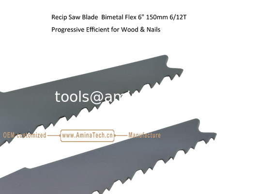 Пильное полотно для сабельной пилы Bimetal Flex 6" 150 мм 6/12T Progressive Efficient для дерева и гвоздей, Сабельная пила, Электроинструменты поставщик