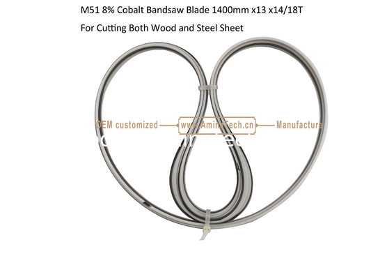 M51 8% Кобальтовая ленточная пила 1400 мм x13 x14/18T для резки дерева и стального листа поставщик