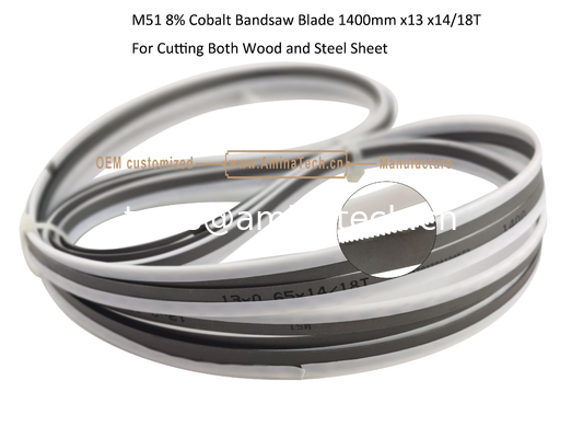 M51 8% Кобальтовая ленточная пила 1400 мм x13 x14/18T для резки дерева и стального листа поставщик