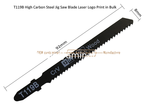 T119B Carbon Jig Saw Blade Laser Logo Print in Bulk size: 92mmX8x12T, резка древесины, взаимная печать поставщик